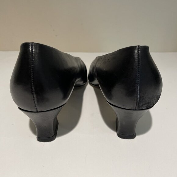 Vintage Worthington Leather Pumps Heels Size 9 Wide Black Square Toe Classic EUC - Picture 6 of 12